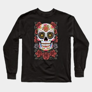 Colorful Sugar Skull Art - Celebrating Mexican Tradition Long Sleeve T-Shirt